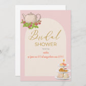 パーソナライズされたブライダルシャワー茶パーティー 招待状 (正面/裏面)