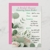 パーソナライズされたブライダルシャワー、フローラ 招待状 (正面/裏面)