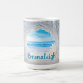 パーソナライズされたブライダルブリス3Dルックビーチ コーヒーマグカップ (中央)