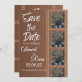 パーソナライズされたブラウンの結婚式招待状カード 招待状 (正面/裏面)