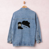 パーソナライズされたブラックカウボーイロデオハットブーツ デニムジャケット (ハンガー)