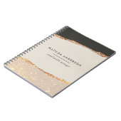 パーソナライズされたブラッククリームゴールドグリッター フォイル ノートブック (左側)