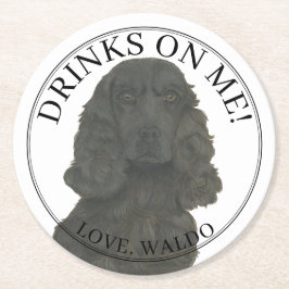 パーソナライズされたブラックコッカースパニエル犬ドッグ結婚ズ ラウンドペーパーコースター