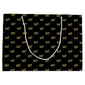 パーソナライズされたブラックゴールドイニシャルロゴ ラージペーパーバッグ (裏面)