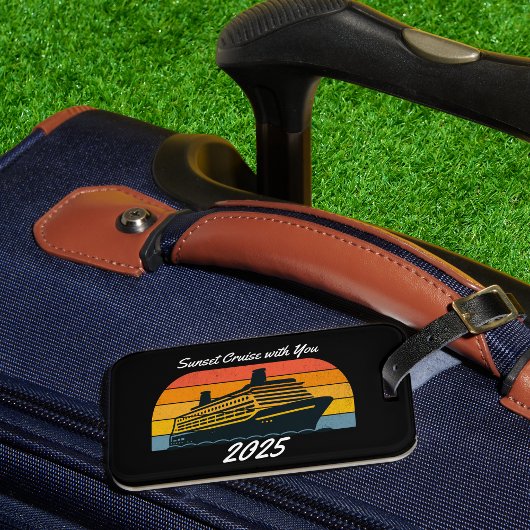 パーソナライズされたブラックサンセットクルーズ ラゲッジタグ