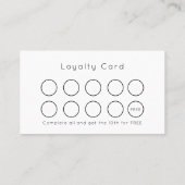 パーソナライズされたブラックシンプルミニマモダンリスト ロイヤリティカード (裏面)
