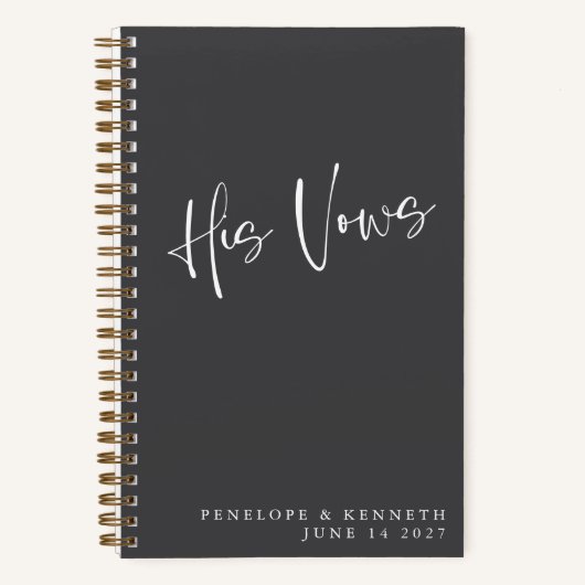 パーソナライズされたブラックミニマ結婚リストの誓いは ノートブック (正面)