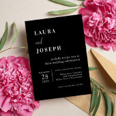 パーソナライズされたブラックモダンミニマ結婚リスト 招待状