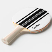 パーソナライズされたブラックモダンレーシングストライプ 卓球ラケット (正面アングル)