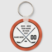 パーソナライズされたブラック、オレンジの安いホッケーパーティーギフト キーホルダー (正面)