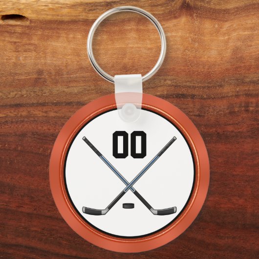 パーソナライズされたブラック、オレンジの安いホッケーパーティーギフト キーホルダー (裏面)