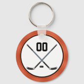 パーソナライズされたブラック、オレンジの安いホッケーパーティーギフト キーホルダー (裏面)