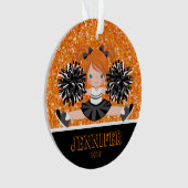 パーソナライズされたブラック&オレンジチアリーティングオーナメント オーナメント (正面)