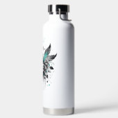 パーソナライズされたブラック&ティール グラフィティスタイルの花 ウォーターボトル (左面)