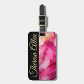 パーソナライズされたブラック&ピンクの手荷物ラベル ラゲッジタグ (正面縦)