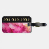 パーソナライズされたブラック&ピンクの手荷物ラベル ラゲッジタグ (裏面横)