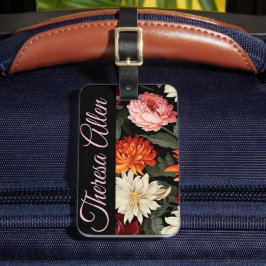 パーソナライズされたブラック&ピンクの手荷物ラベル ラゲッジタグ