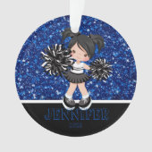 パーソナライズされたブラック&ブルーチアリーティングオーナメント オーナメント (正面)