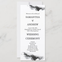パーソナライズされたブラック＆ホワイトの結婚式プログラム