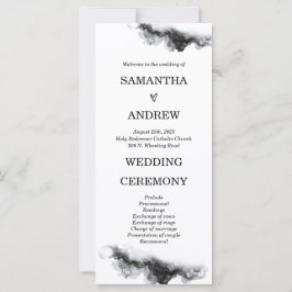 パーソナライズされたブラック＆ホワイトの結婚式プログラム
