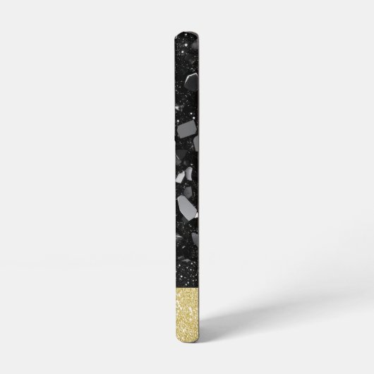 パーソナライズされたブラック&金ゴールドグリッタープリント(弓あり) SAMSUNG GALAXYケース (左側面)