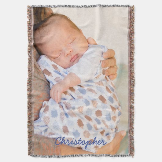 パーソナライズされたブランケット追加の写真と文字 スローブランケット (正面縦)
