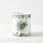 パーソナライズされたブリデスメイドモノグラム結婚グリーン コーヒーマグカップ (中央)