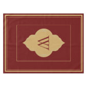 パーソナライズされたブルゴーニュと金ゴールドイニシャル テーブルクロス (正面(横))