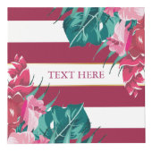 パーソナライズされたブルゴーニュ異国花ストライプの フォトキューブ (正面)