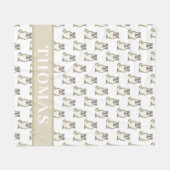 パーソナライズされたブルドッグ（ブリンドル） フリースブランケット (正面(横))