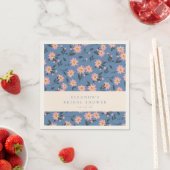 パーソナライズされたブルーとイエローのフラワーズ スプリングガーデン スタンダードカクテルナプキン (インサイチュ)