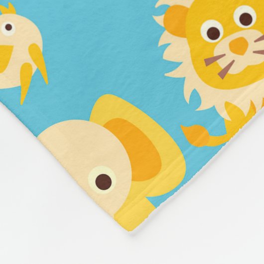 パーソナライズされたブルーイエロージャングルサファリ動物ベビー フリースブランケット (角)