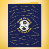 パーソナライズされたブルーサッカーコーチサンキューカード カード