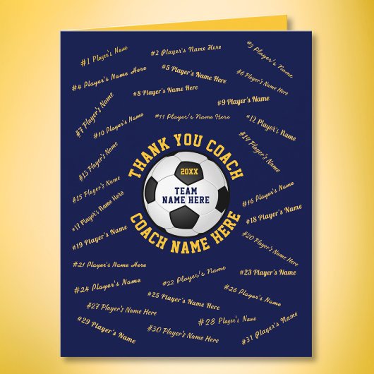 パーソナライズされたブルーサッカーコーチサンキューカード カード