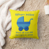 パーソナライズされたブルーベビーキャリッジ男の赤ちゃんシャワー クッション (ブランケット)