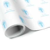 パーソナライズされたブルーボーイファースト聖餐式クロス ラッピングペーパー (ロールコーナー)