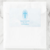 パーソナライズされたブルーボーイファースト聖餐式クロス 長方形シール (バッグ)