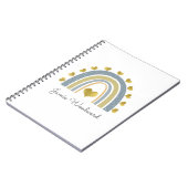 パーソナライズされたブルーレインボーゴールドハーツ3リングビン ノートブック (左側)