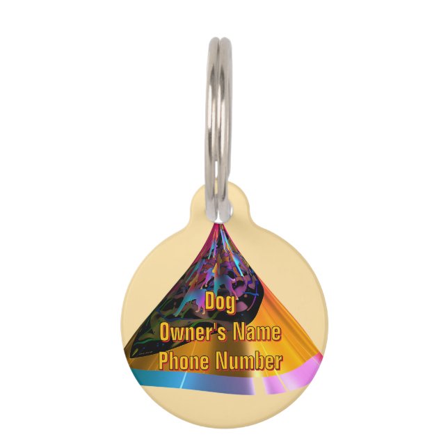 パーソナライズされたブルー犬のオーナーの名前の電話番号ラウンド ペット　ネームタグ (正面)