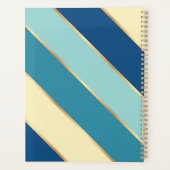 パーソナライズされたブルー ティール グリーン イエロー ゴールド ストライプ プランナー手帳 (裏面)