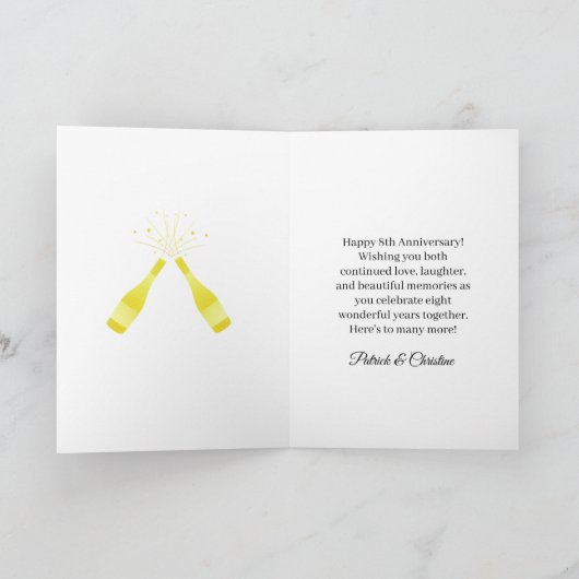 パーソナライズされたブロンズ8周年記念カードカップル カード (内部)