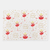 パーソナライズされたブロンドのクリスマスバレリーナ ラッピングペーパーシート (正面3)