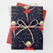 パーソナライズされたブロンドのクリスマスバレリーナ ラッピングペーパーシート (インサイチュ)