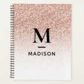 パーソナライズされたプランナーピンクグリッターグラデーションデザイン プランナー手帳 (正面)