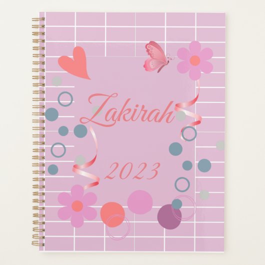 パーソナライズされたプランナー名前をカスタムするピンクプランナー プランナー手帳 (正面)