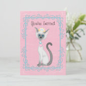 パーソナライズされたプリンセスキャットピンク誕生日招待状 招待状 (スタンド正面)