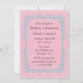 パーソナライズされたプリンセスキャットピンク誕生日招待状 招待状 (裏面)