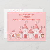 パーソナライズされたプリンセスバースデーパーティ招待状 インビテーションポストカード (正面/裏面)
