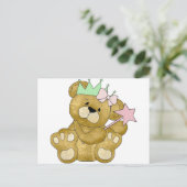 パーソナライズされたプリンセスベア招待状とシール ポストカード (スタンド正面)