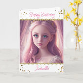 パーソナライズされたプリンセス小さな女の子誕生日 カード (黄色い花)